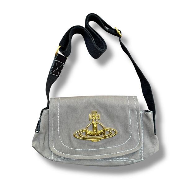 Vivienne Westwood Grey Canvas Crossbody Bag - Picture 1 of 8